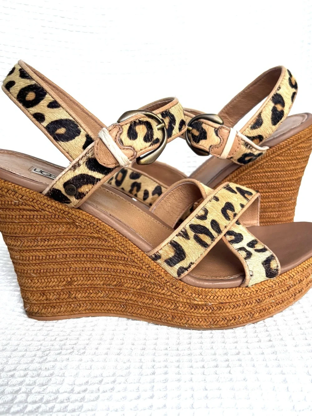 UGG Leopard Print Platform Sandals - Tan/Black